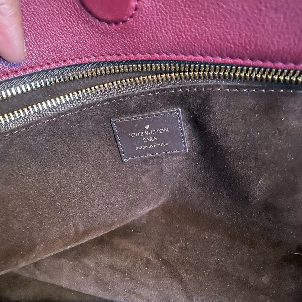 Louis Vuitton Burgundy and Brown Tote with Black-and-White Patterned Sides - Picture 15 of 15
